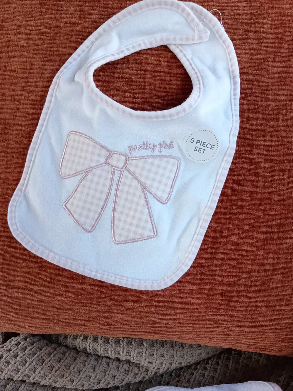 Soft Pink Gingham Baby Bib – Gentle Cloth Bib for Babies